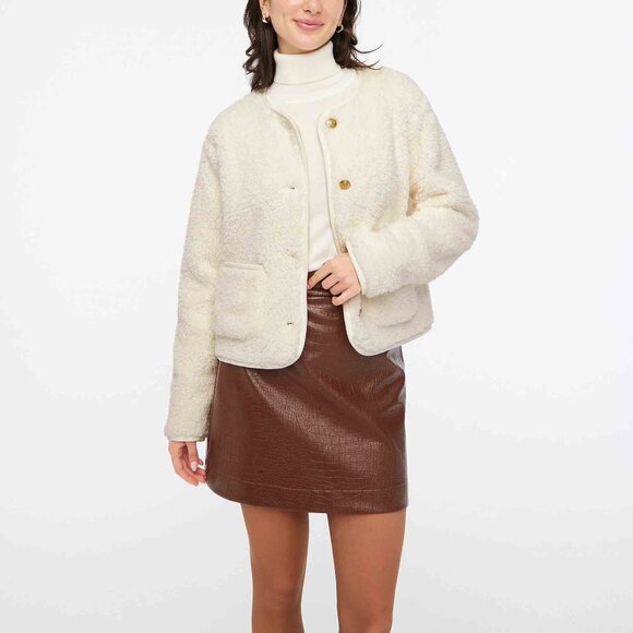 NWT J. Crew Lady Sherpa Jacket in Ivory size M - Picture 3 of 13